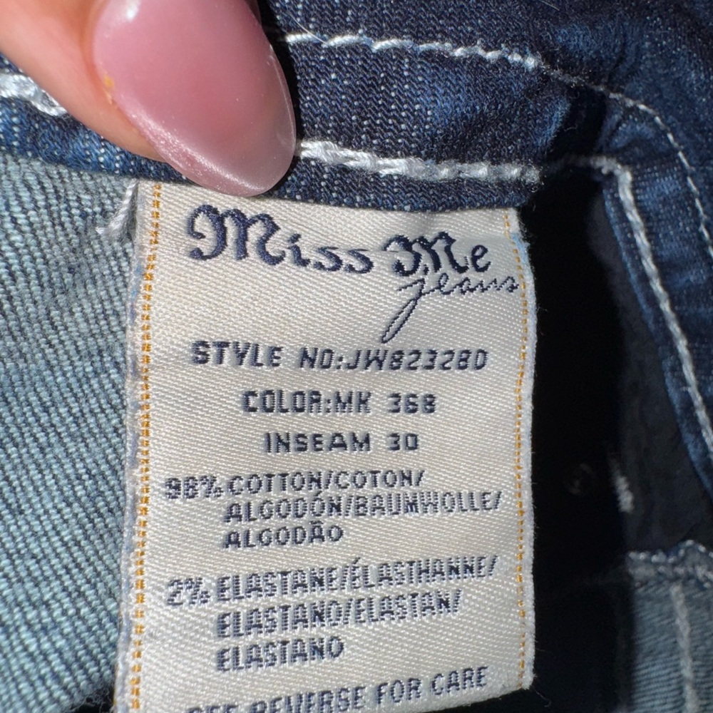 Miss Me Women's Blue Flared Jeans bootcut Sz 27 (size 4) concert festival biker - Picture 10 of 11